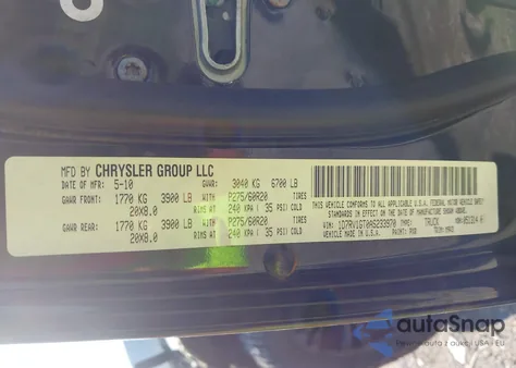 2010 Dodge Ram 1500 из США, поврежденный, VIN 1D7RV1GT0AS233970